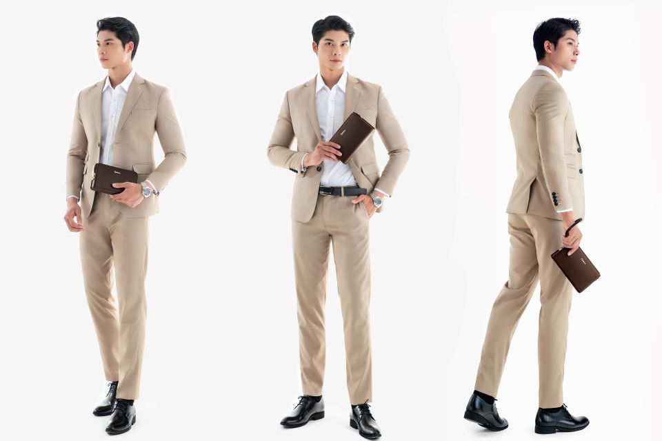 Clutch Nam Ví Cầm Tay GENCE RB07 Da Bò Khóa Số Cao Cấp Màu Nâu