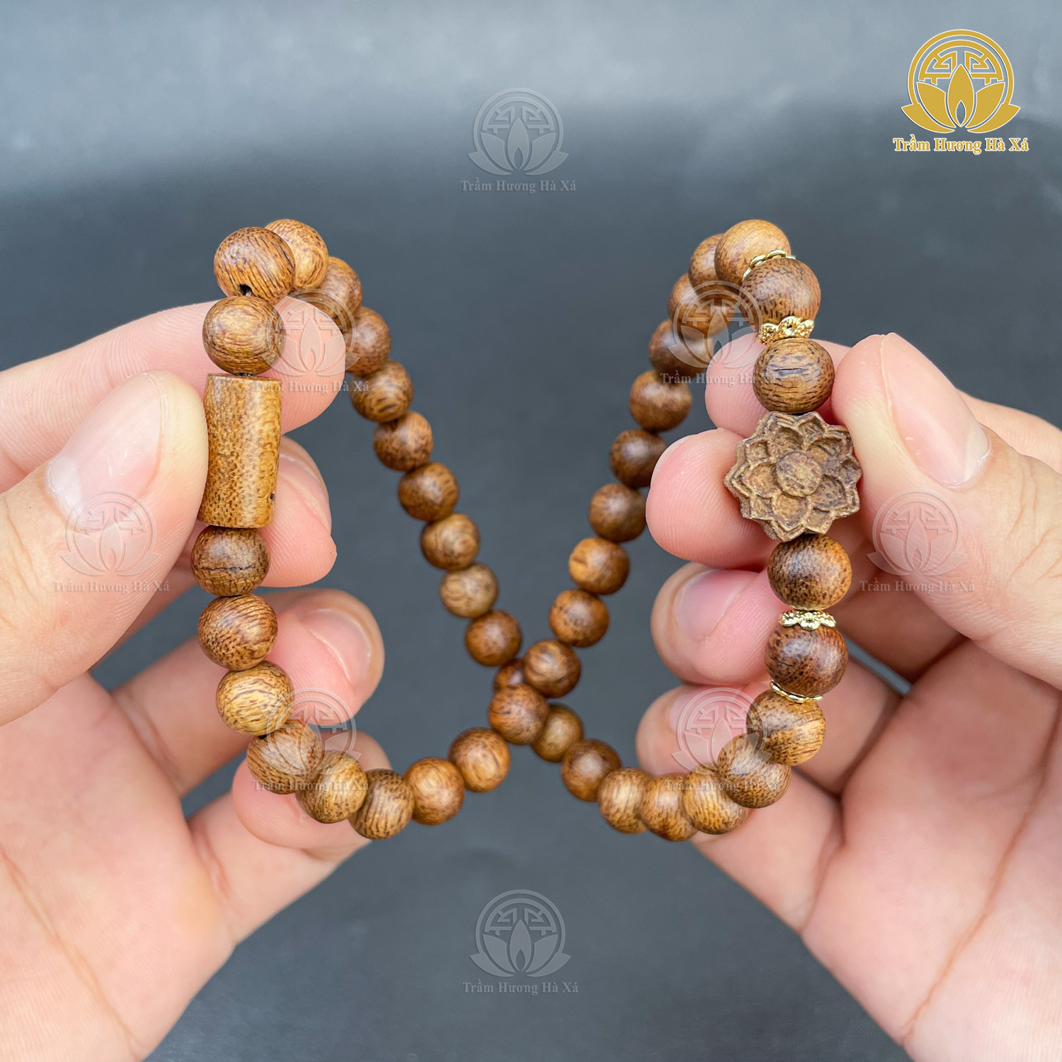 Vòng tay đôi trầm hương phong thủy HÀ XÁ mix charm hoa sen hồ ly phật di lặc phật bà quan thế âm đeo tay cặp đôi nam nữ may mắn bình an tài lộc
