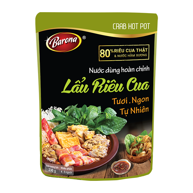 Nước Dùng Lẩu Riêu Cua Barona 230g tươi ngon chuẩn vị không cần nêm nếm