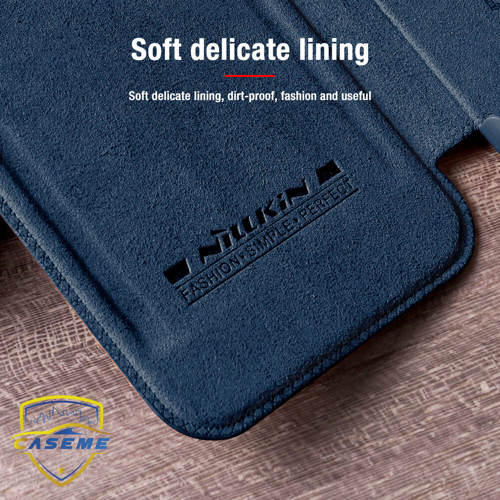 Bao da dành cho iPhone 13 hàng chính hãng Nillkin QIN có nắp trượt bảo vệ camera