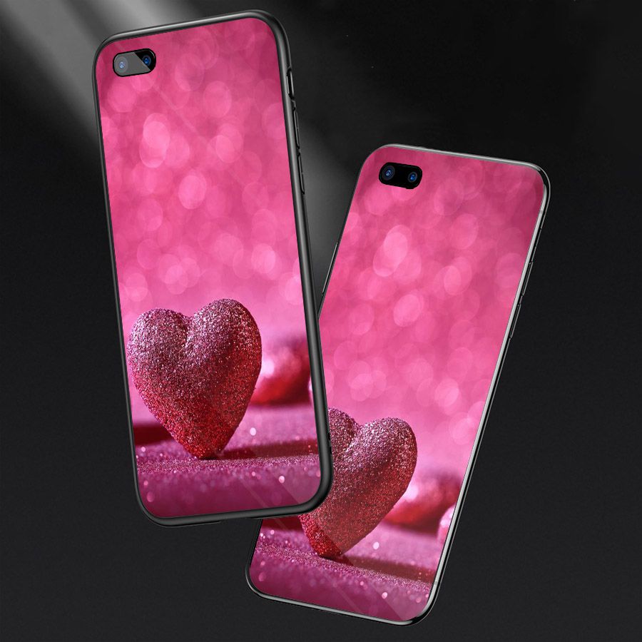 Ốp điện thoại kính cường lực cho máy Oppo Realme C1 - trái tim tình yêu MS LOVE024