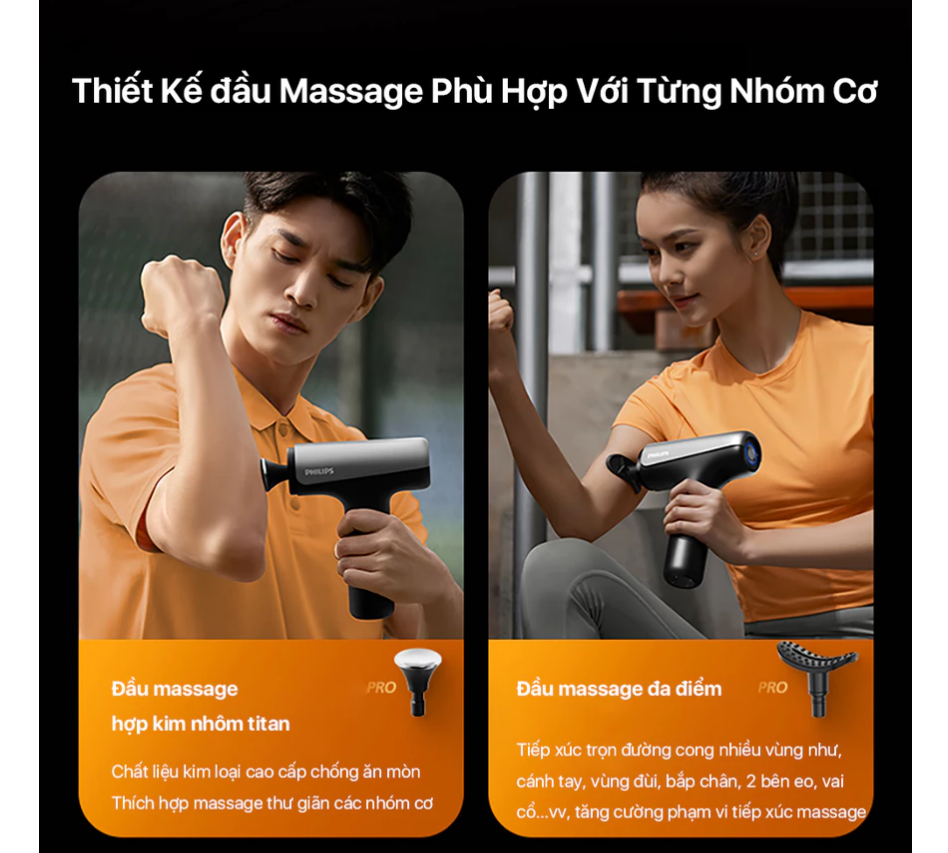 Máy Massage Cầm Tay PHILIPS 7325 đầu massage hợp kim nhôm titan 6 đầu massage chuyên sâu - Hàng chính hãng