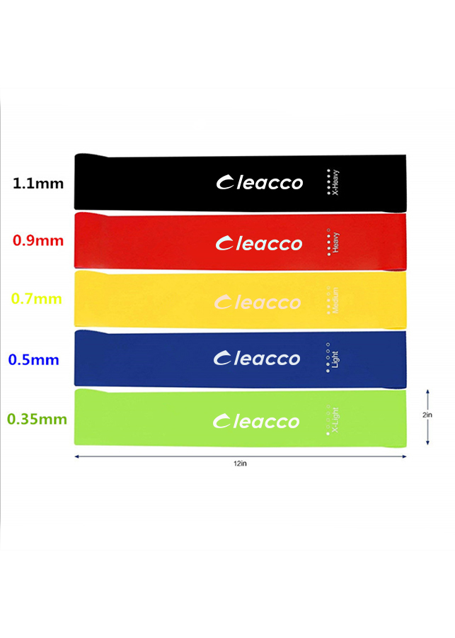 Bộ 5 dây đàn hồi tập gym, dây đàn hồi  mini band tập yoga dây đàn hồi kháng lực cao cấp, dây đàn hồi tập thể dục Cleacco ( bộ 5 dây đủ màu trong 1 túi )