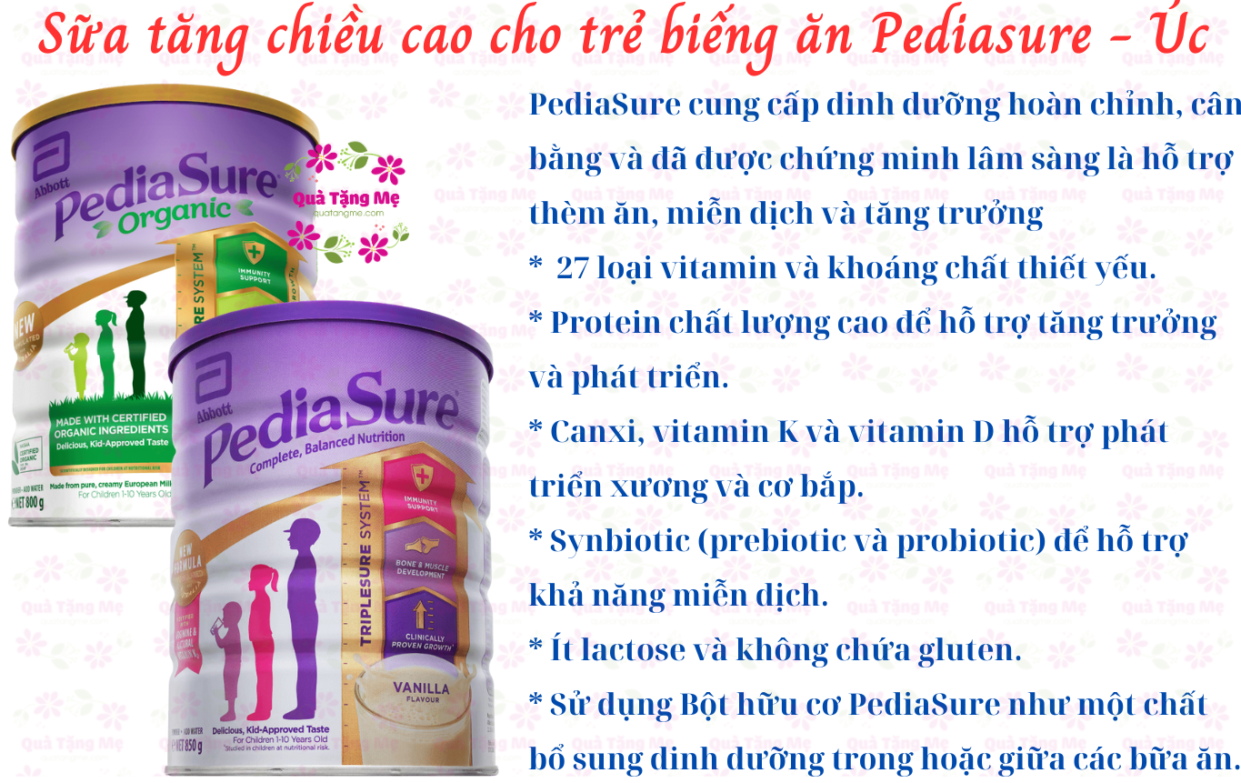 Sữa tăng chiều cao cho trẻ biếng ăn từ 1-10 tuổi Úc Pediasure 