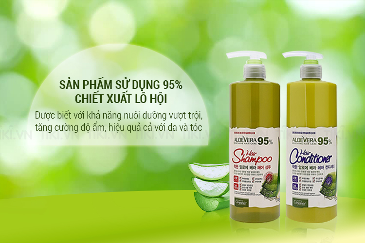 Combo Dầu Gội Và Dầu Xả Tinh Chất Lô Hội Aloe Vera 95% Organia (1kg)
