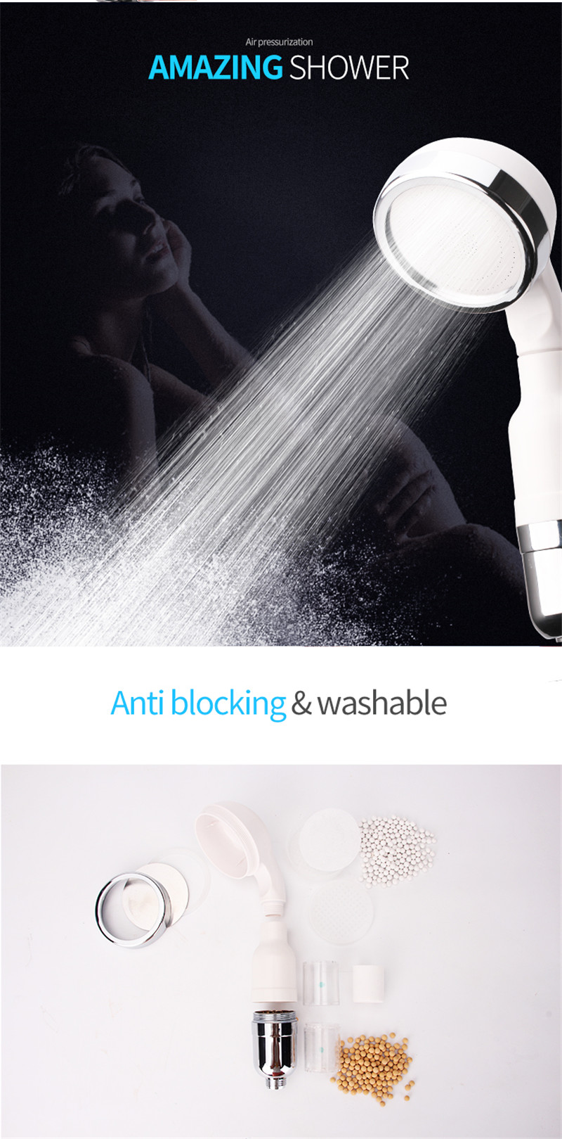 Vòi Sen Tăng Áp Lõi Gốm Lọc bẩn, Tiết Kiệm Nước YE-6612