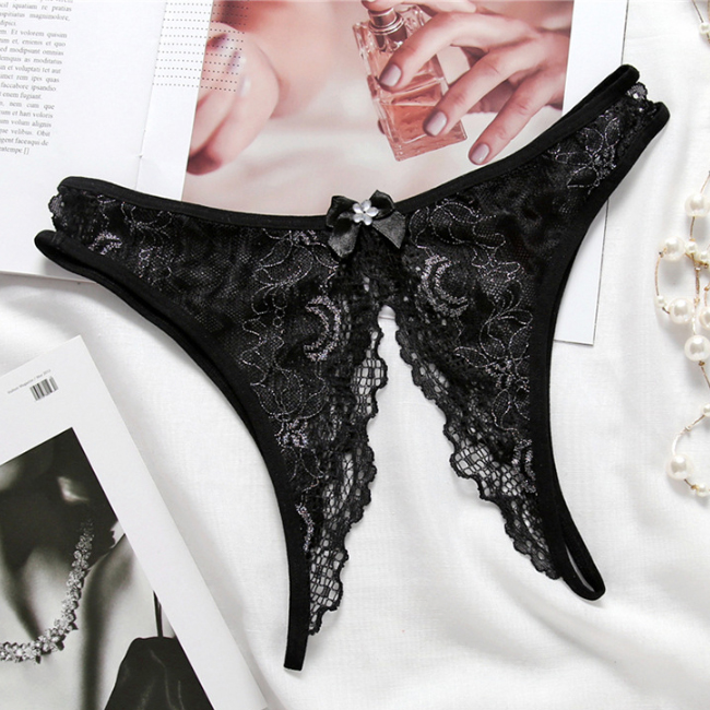 Quần Lọt Khe Xẻ Đáy Nữ Ren SEXY Free Size - Màu đen