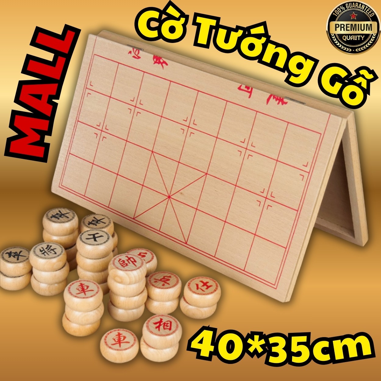 Bộ Cờ Tướng Gỗ + Bàn Cờ Tướng 40*35cm, Cờ Tướng Gỗ Có Bàn Là Hộp Đựng Chính Hãng