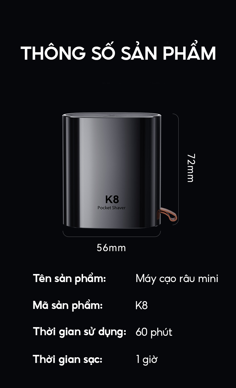 Máy cạo râu Enchen K8 - Đầu cạo 2D chống nước, 18 lưỡi dao tự mài - Hàng chính hãng
