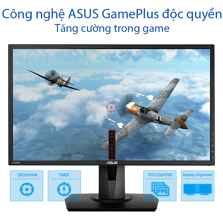 Màn Hình Gaming Asus VG245H 24 inch Full HD (1920 x 1080) 1ms 75Hz AMD FreeSync TN Stereo RMS 2W x 2 - Hàng Chính Hãng