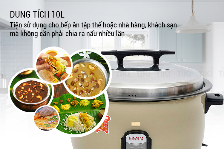 Nồi Cơm Điện Nắp Rời Sato S100-100A-10L (10L) - Hàng chính hãng
