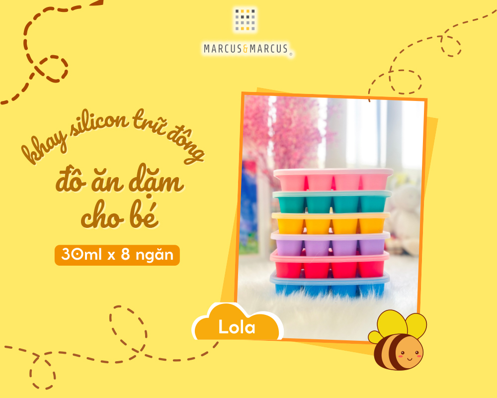 Khay silicon trữ đông đồ ăn dặm cho bé Marcus & Marcus - Lola (30ml x 8 ngăn)