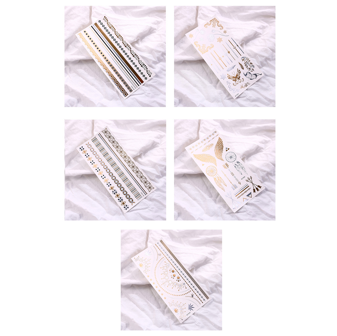 Combo 8 tờ hình xăm dán nhũ ánh kim nghệ thuật 3D họa tiết henna 21*15cm