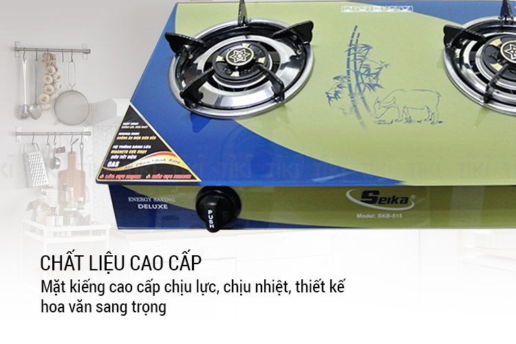 Bếp Gas Đôi Mặt Kính Sen Đồng Seika SKB515 - Hàng Chính Hãng