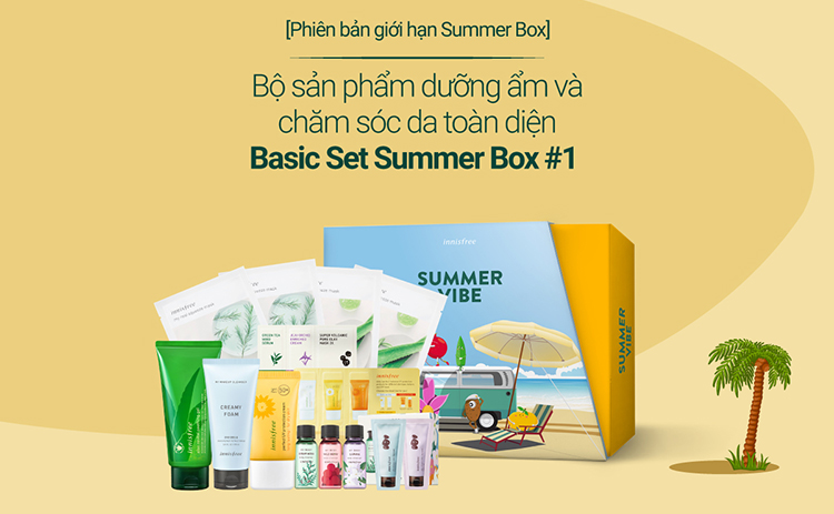 Bộ sản phẩm dưỡng ẩm và chăm sóc da toàn diện innisfree Basic Set Summer Vibe Box #1 - 278001881