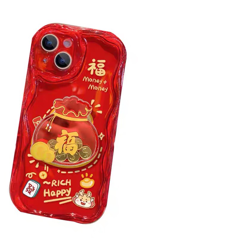 Ốp lưng cho iPhone 15 | 15 Plus | 15 Pro | 15 Pro Max | 14|13|12|11|11Pro Max viền sóng túi thần tài sang trọng Kai Nguyễn( hàng chính hãng)