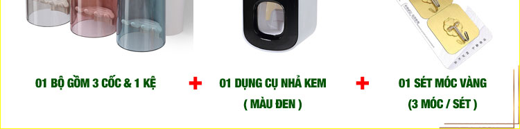 Bộ dụng cụ nhả kem đánh răng tự động 2/3/4 cốc và giá treo bàn chải đa năng HT SYS-ECOCO-chất liệu ABS cao cấp