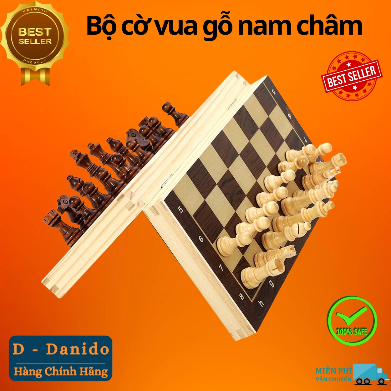 Cờ Vua Gỗ Nam Châm Cao Cấp - Bộ Cờ Vua Cao Cấp Bằng Gỗ Thông Tự Nhiên Có Gắn Nam Châm Chính Hãng