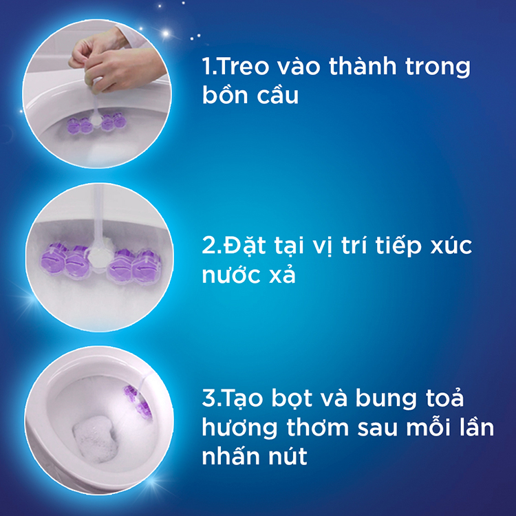 Combo 3 Viên Tẩy Diệt Khuẩn Bồn Cầu Vim Power 5 Hương Chanh Sạch Khuẩn Thơm Mát 55g