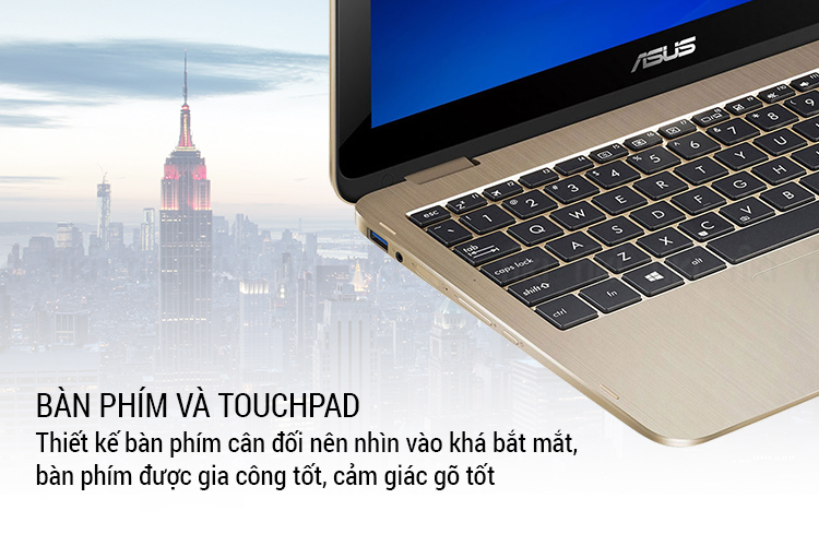 Laptop Asus VivoBook Flip 12 TP203NAH-BP044T Pentium N3350/Win10 (11.6 inch) - Gold - Hàng Chính Hãng