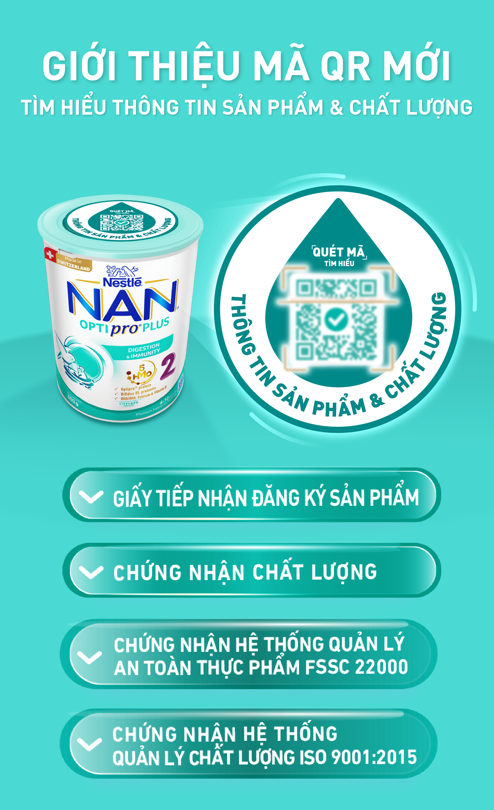 Sữa bột Nestlé NAN OPTIPRO PLUS 2 800g/lon với 5HMO Sản Xuất Tại Thụy Sĩ (6 - 12 tháng)