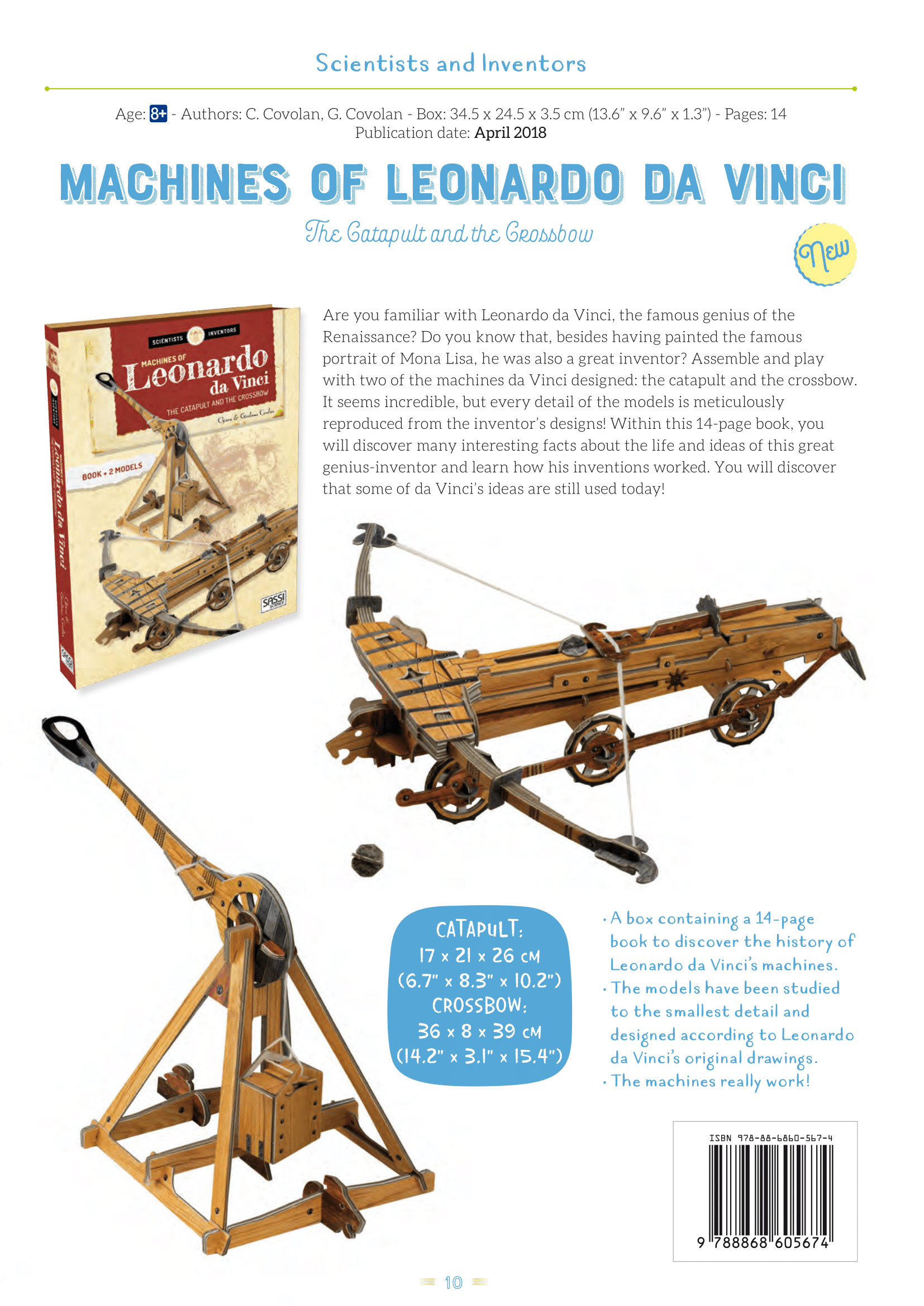 Bộ DIY mô hình phát minh Máy Bắn đá và Nỏ bắn của hãng SASSI PUZZLE LEONARDO DA VINCI S MACHINES THE CATAPULT AND THE CROSSBOW 1