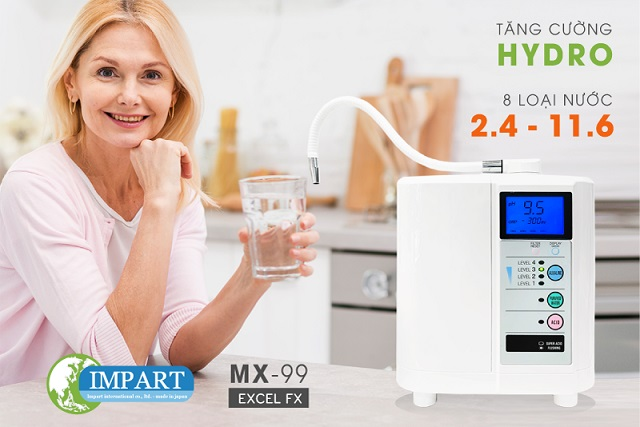 Máy lọc nước ion kiềm điện giải  Impart Excel-FX (MX-99) chinh phục người tiêu dùng nhờ khả năng tạo ra 8 loại nước chức năng