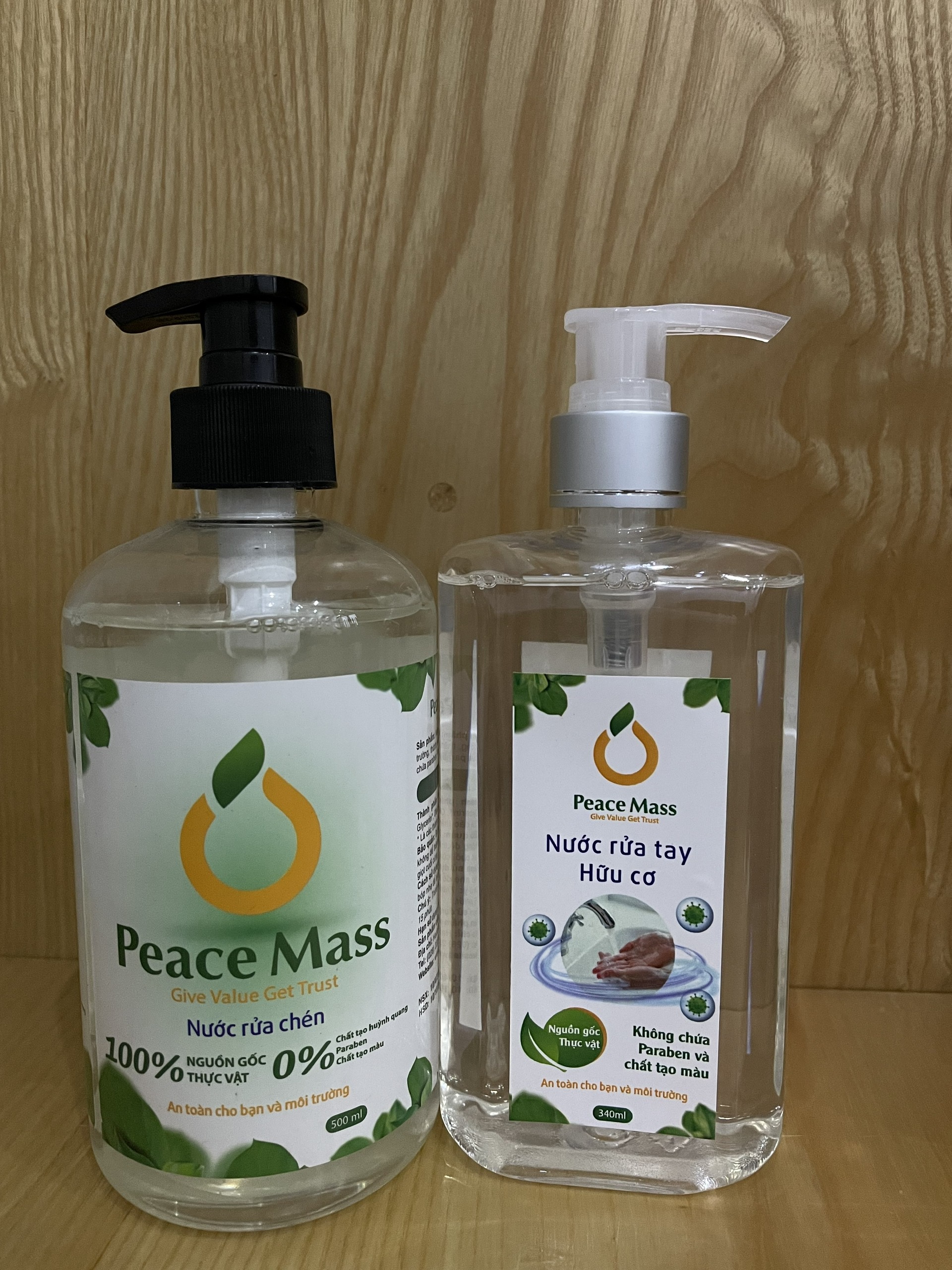 Combo Sản Phẩm Gốc Thực Vật NRTC1 Peace Mass Nước Rửa Tay 340ml + Nước Rửa Chén 500ml