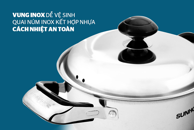 Bộ 3 Nồi Inox 3 Đáy Bếp Từ Sunhouse SH333 (16cm, 18cm, 24cm) Bộ 3 Nồi Inox 3 Đáy Bếp Từ Sunhouse SH333 (16cm, 18cm, 24cm)