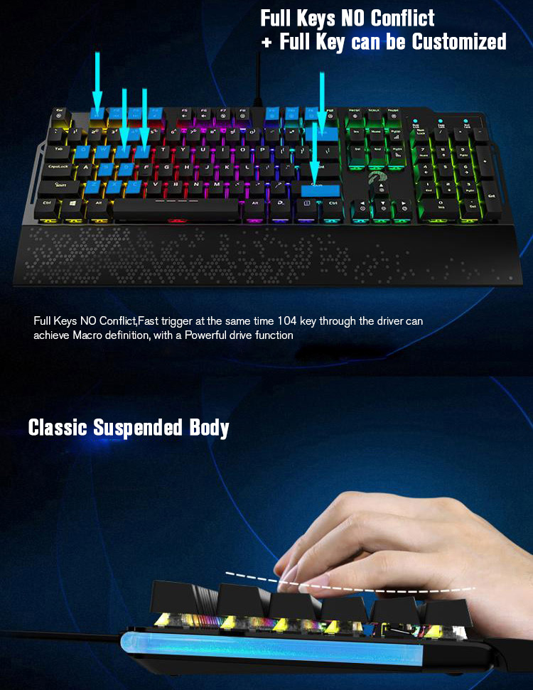 Bàn Phím Cơ Có Dây DareU EK815 Multi LED Color Fullsize - Hàng Chính Hãng