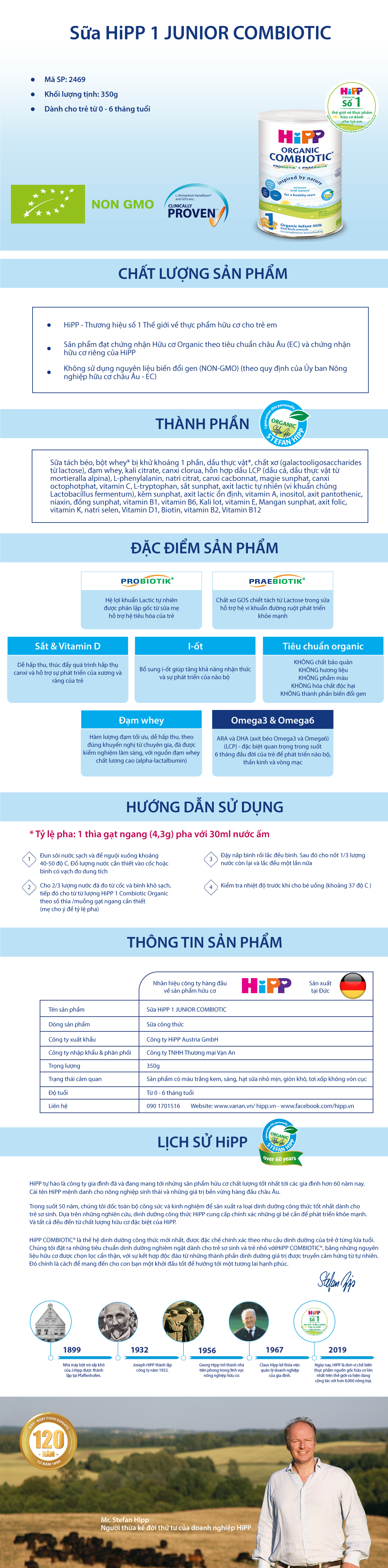 Sữa Công Thức HiPP 1 Combiotic Organic (350g)