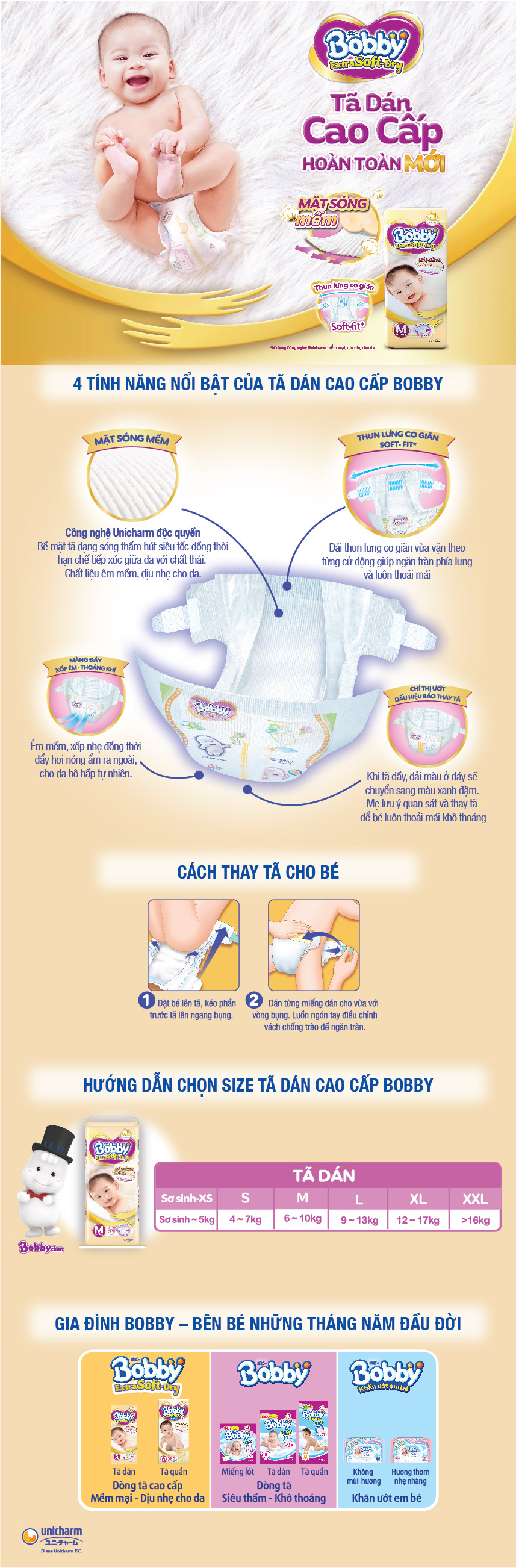 Tã Dán Bobby Extra Soft Gói Cực Đại S-74 Miếng (4-7kg)