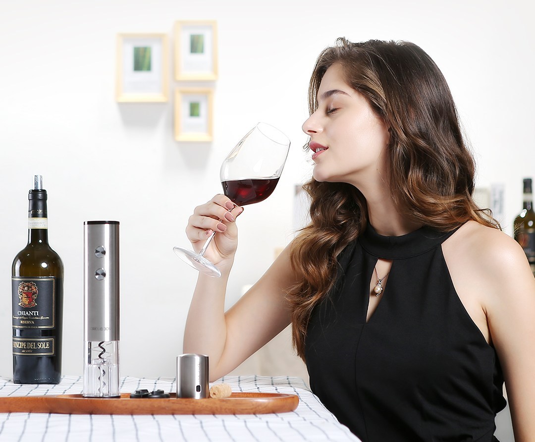Xiaomi Circle Joy Round Wine Opener Stainless Steel Automatic Electric Corkscrews Wine Bottle Opener Wine Stopper Foil