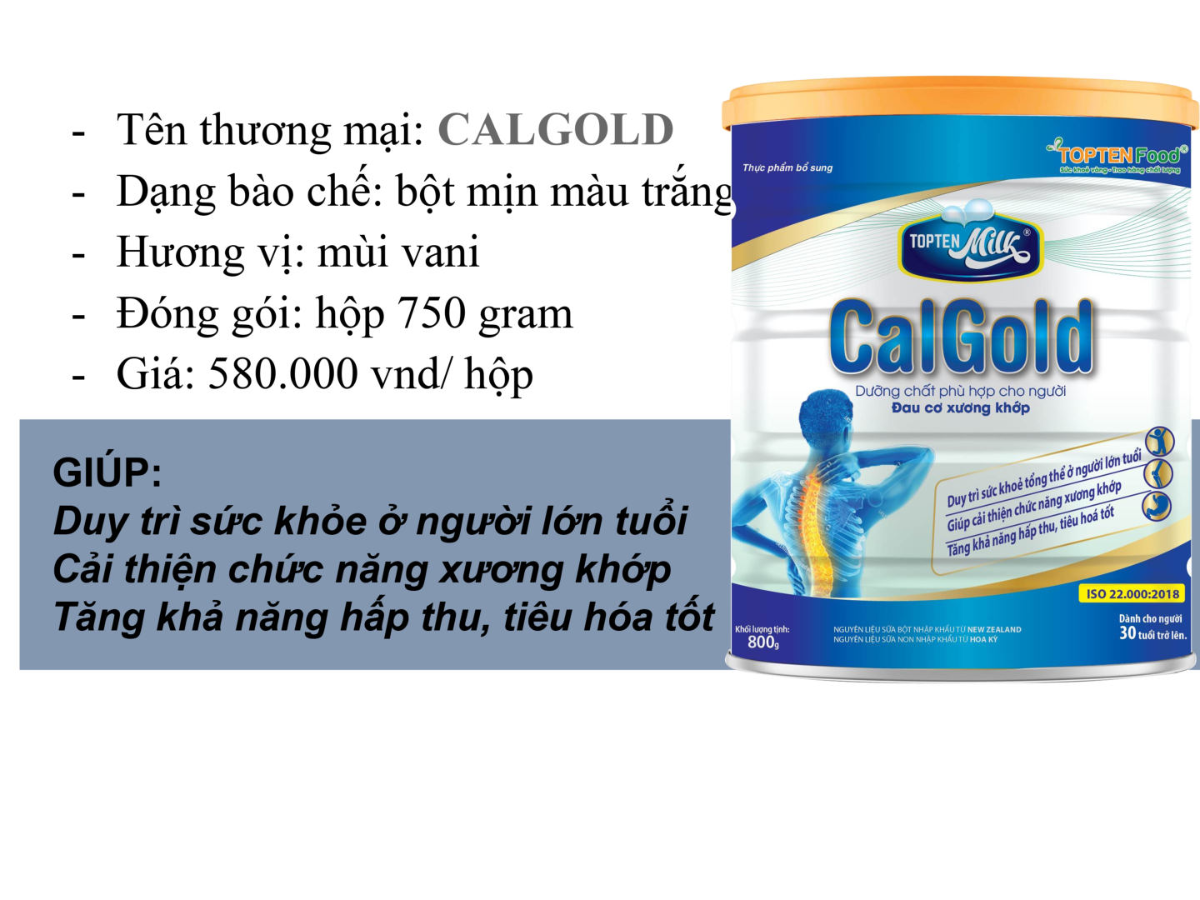 Sữa xương khớp ,bổ sung canxi cal gold 400g topten milk