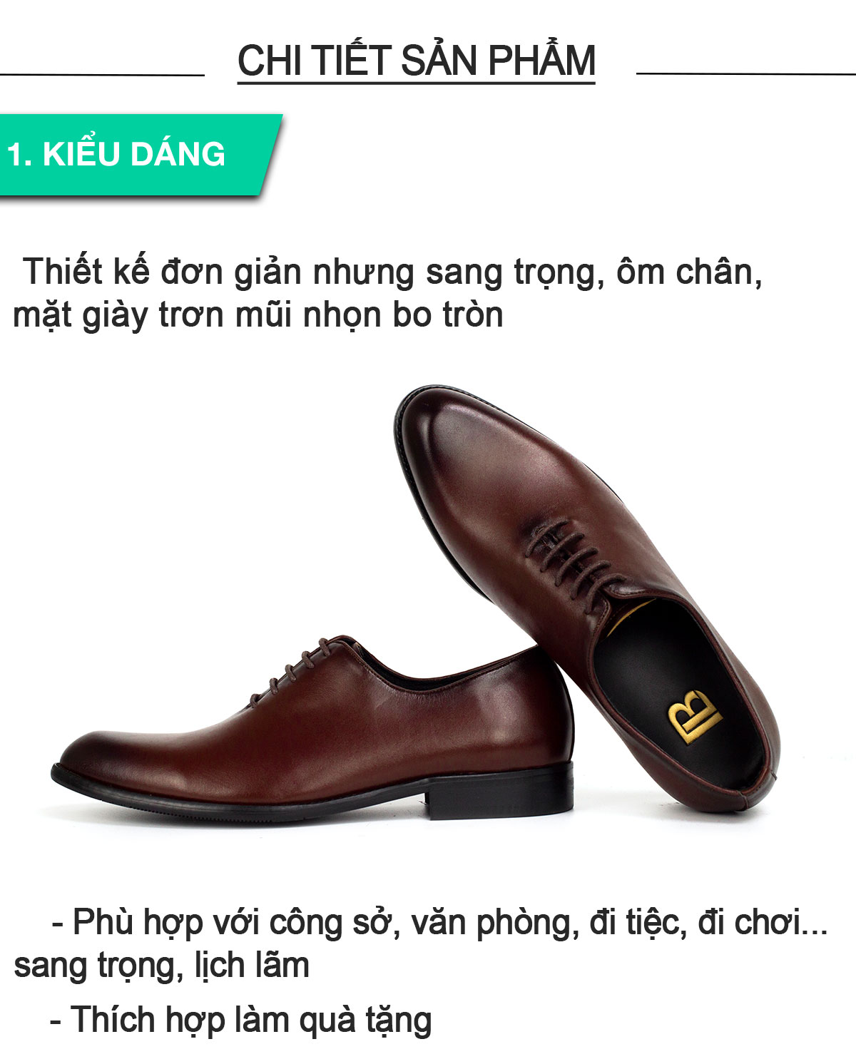 Giày da nam, giày oxford công sở Bụi Leather G102 - Da bò Nappa cao cấp - Bảo hành 12 tháng