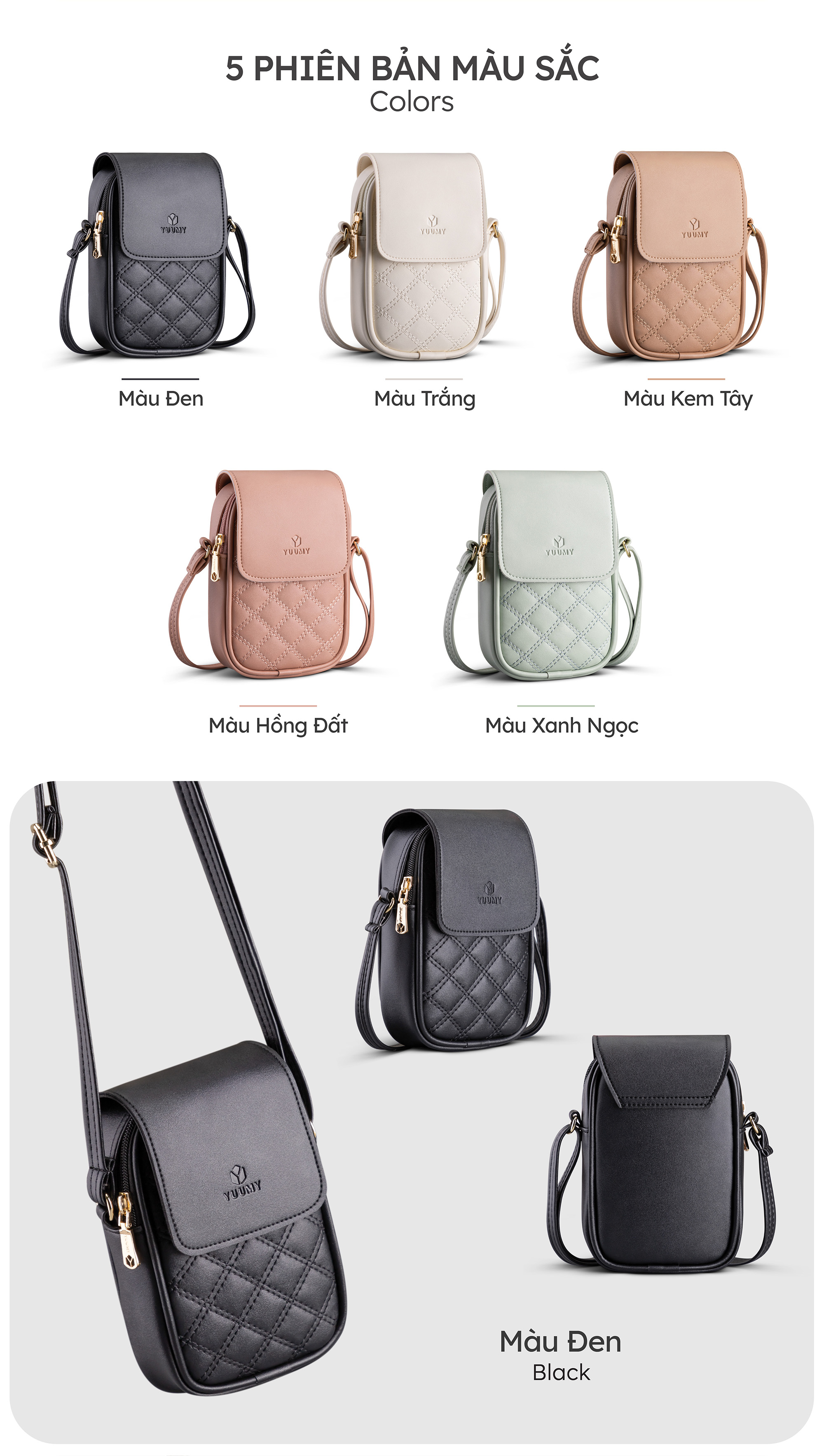 Túi Yuumy ( Thời trang nữ đi chơi size 11 - Túi đeo chéo da Seasand YN150 )