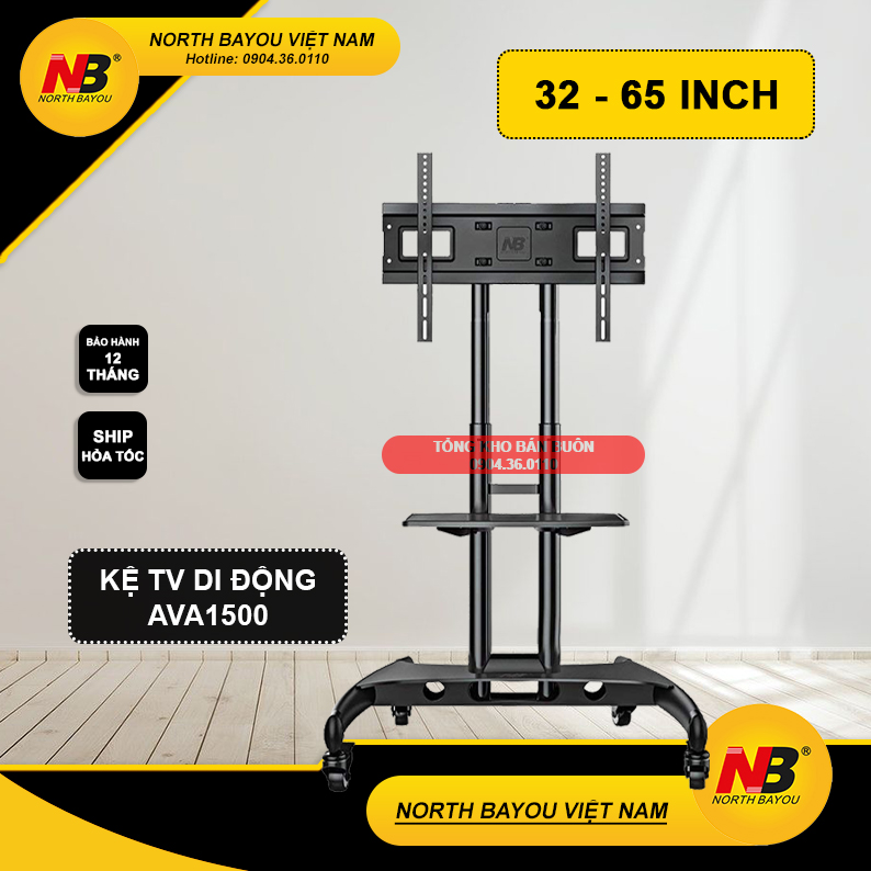 Giá treo tivi di động nhập khẩu AVA1500-60-1P (Đ8) màu đen cho tivi 32-65 inch