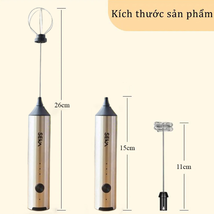 Máy Đánh Trứng Seka MD2210 Que Tạo Bọt Cafe Mini Cầm Tay Không Dây 3 Cấp Độ - Hàng Chính Hãng