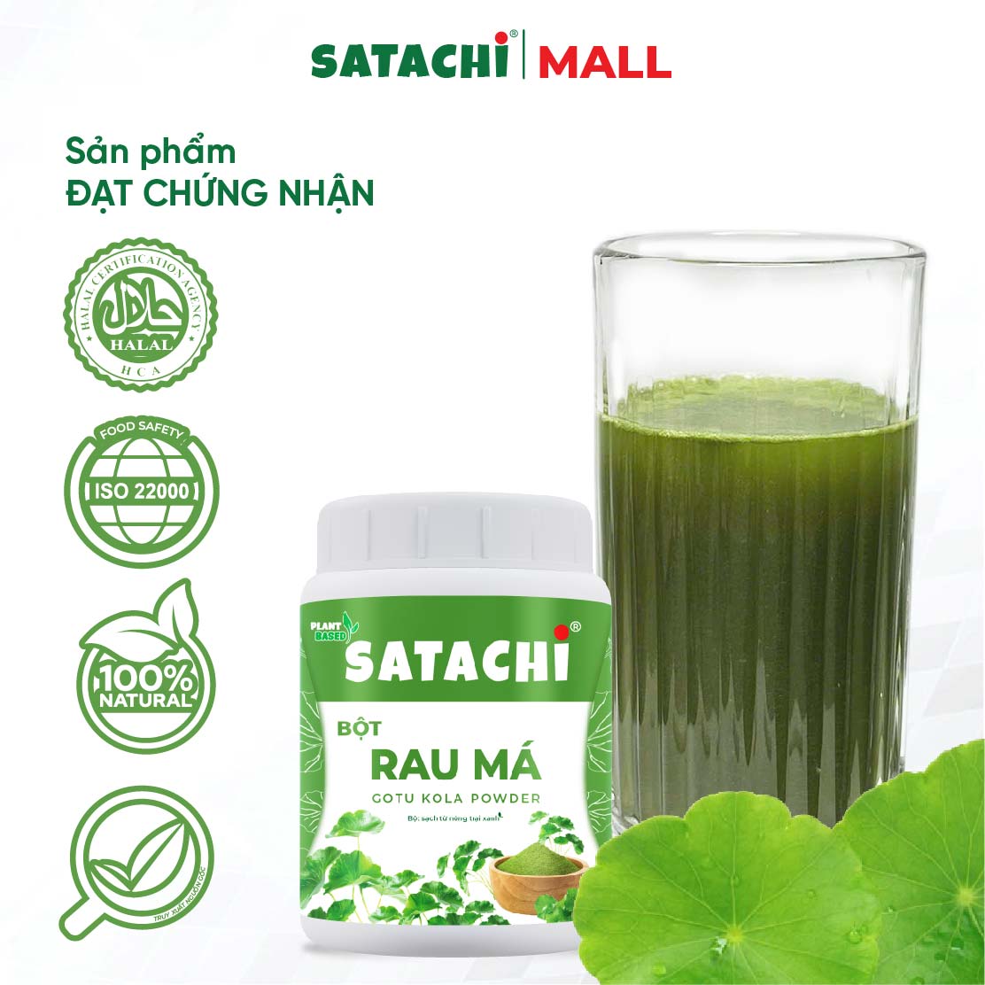Bột Rau Má Nguyên Chất SATACHI – 100% rau má tươi, không đường – Hộp 68g & 218g