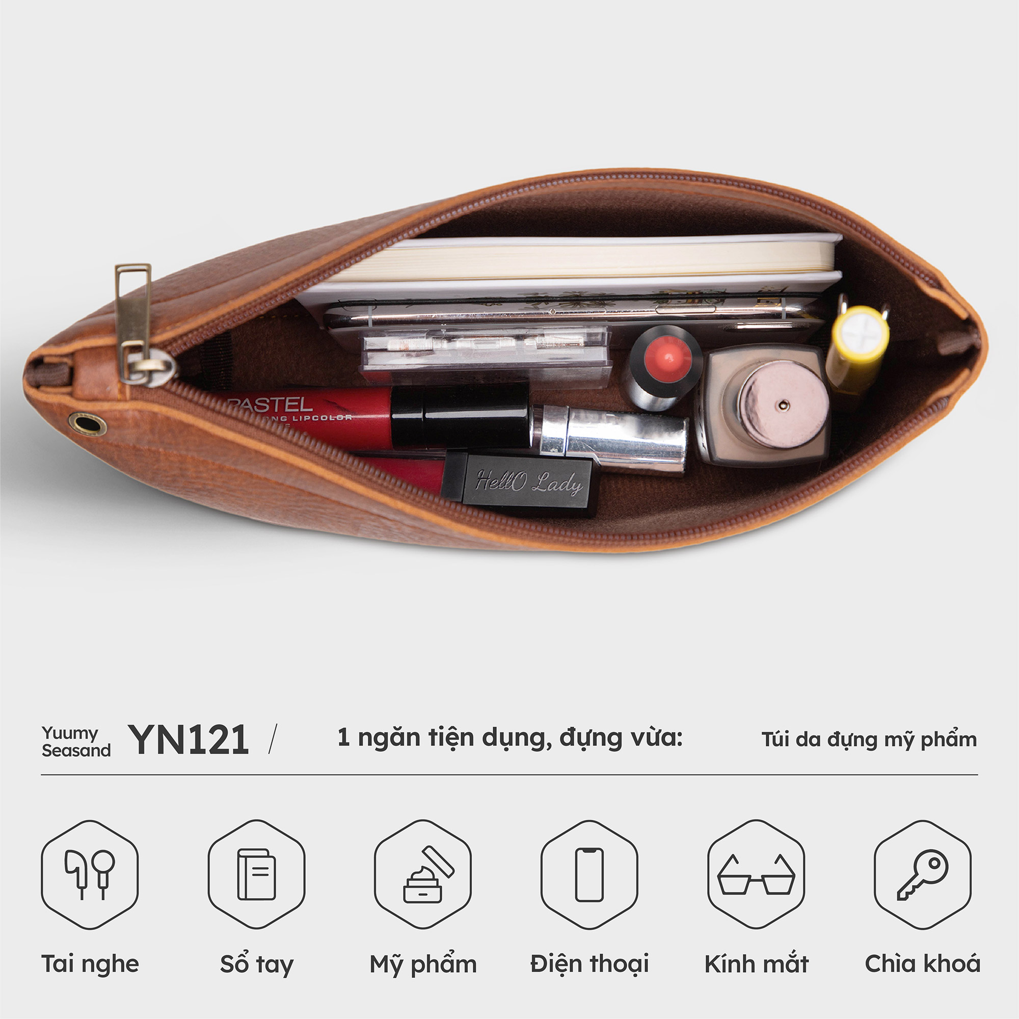 Túi Yuumy ( Thời trang nữ kiểu cầm tay size 22 - Túi da Bergen YN121 )