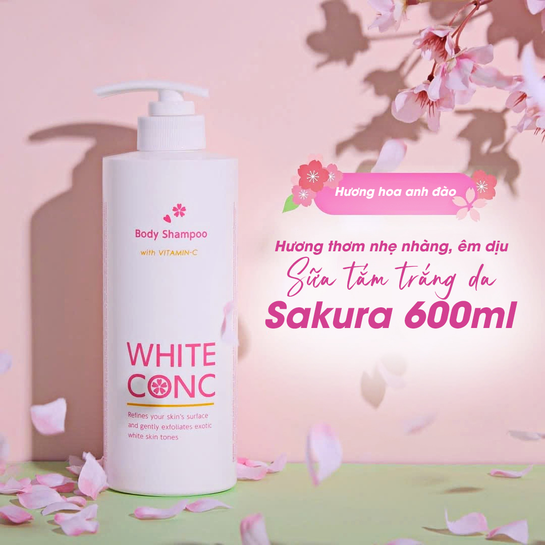 Sữa Tắm Dưỡng Trắng Da Toàn Thân Hoa Anh Đào White Conc Body Shampoo Cii Sakura (Chai 600 mL)