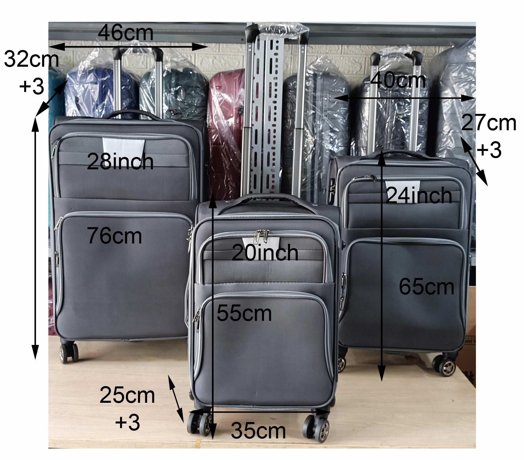 Vali Vải Cao Cấp Khóa Kéo Mở Rộng Size 20/24/28 Inch