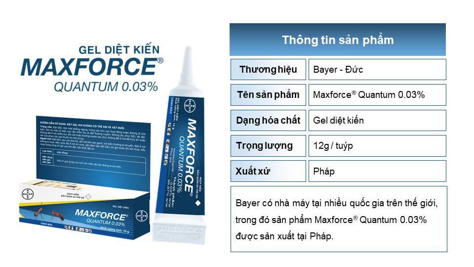 Diệt kiến dạng Gel Bayer Maxforce Quantum 0.03% (12g)