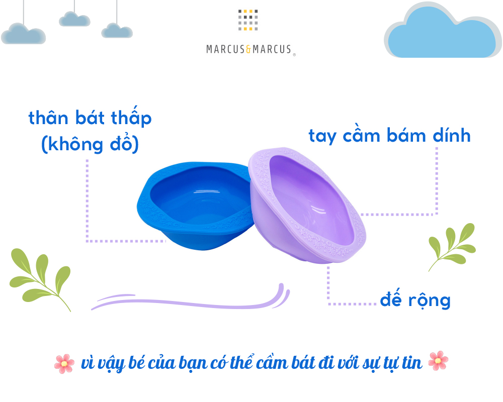 Bát ăn dặm silicon set 2 cái cho bé Marcus & Marcus