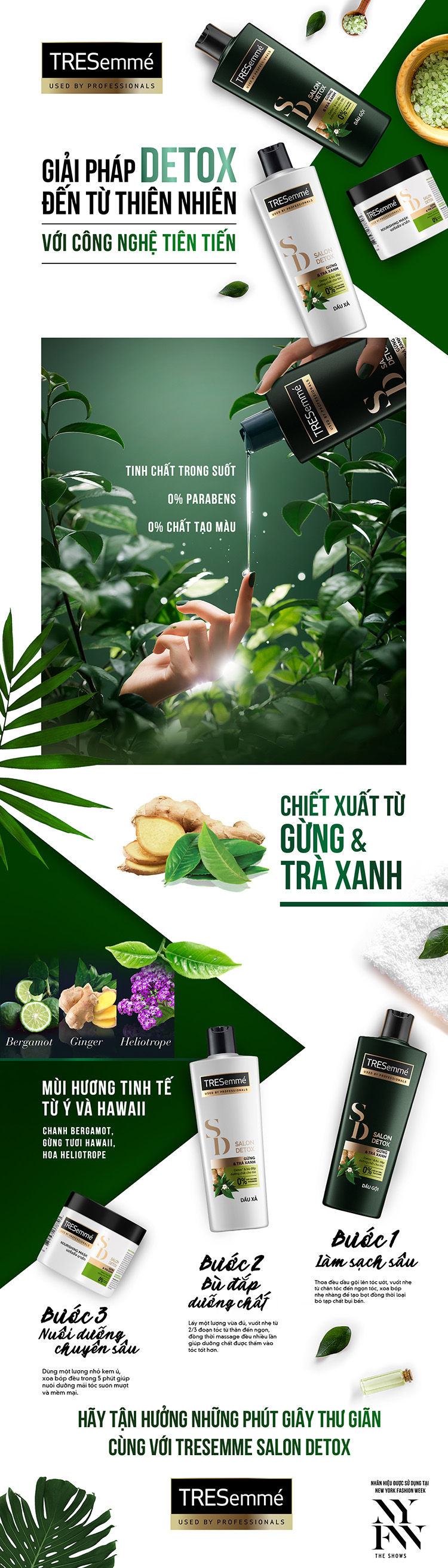 Dầu Gội Tresemmé Salon Detox Gừng Và Trà Xanh Detox Tóc Chắc Khoẻ - 340g