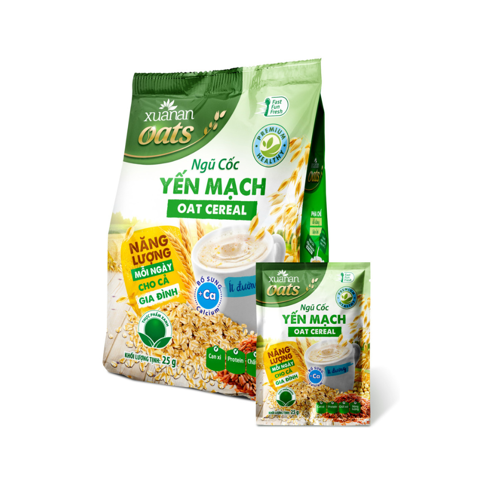 Ngũ Cốc Yến Mạch Xuân An [ít đường] Túi 400G {25g*16 gói}