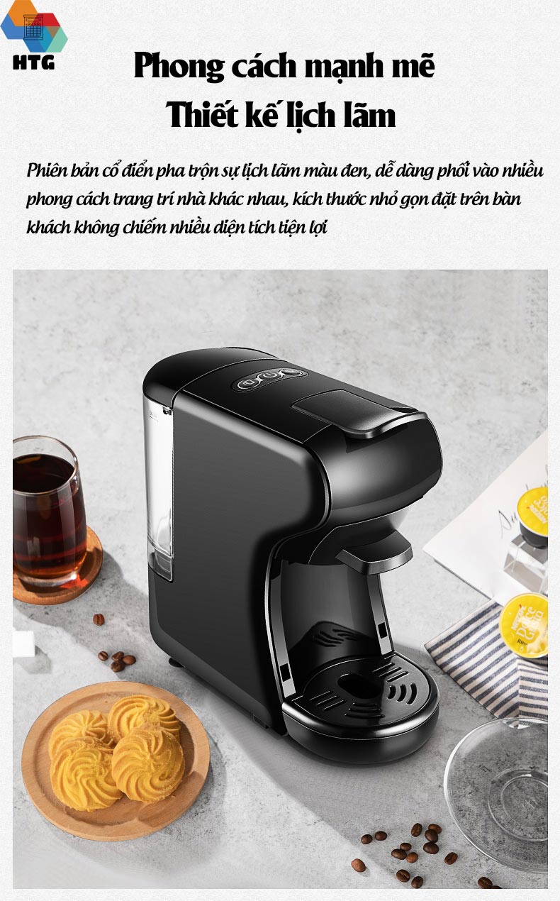 Máy pha cà phê viên nén Stelang ST504 3 trong 1, dùng được cà phê bột và Dolce Gusto, Nespresso, áp suất 19 bar hàng chính hãng