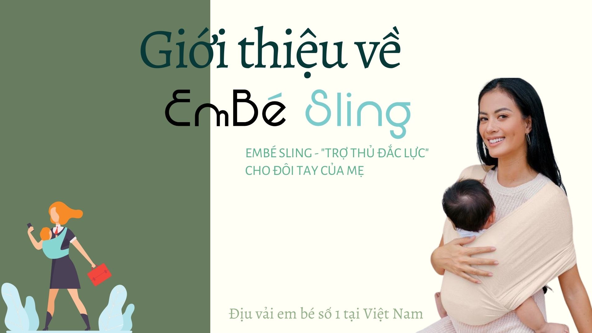 địu vải embé sling dòng flex và flex plus màu olive cho bé từ 0 đến 24 1