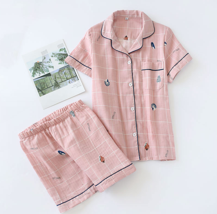 Pijama nữ ngắn tay, Đồ Bộ Mặc Nhà Azuno AZ2993 Chất Liệu Xô Mặc Hè Cực Mát Hoạ Tiết Kẻ Caro 2