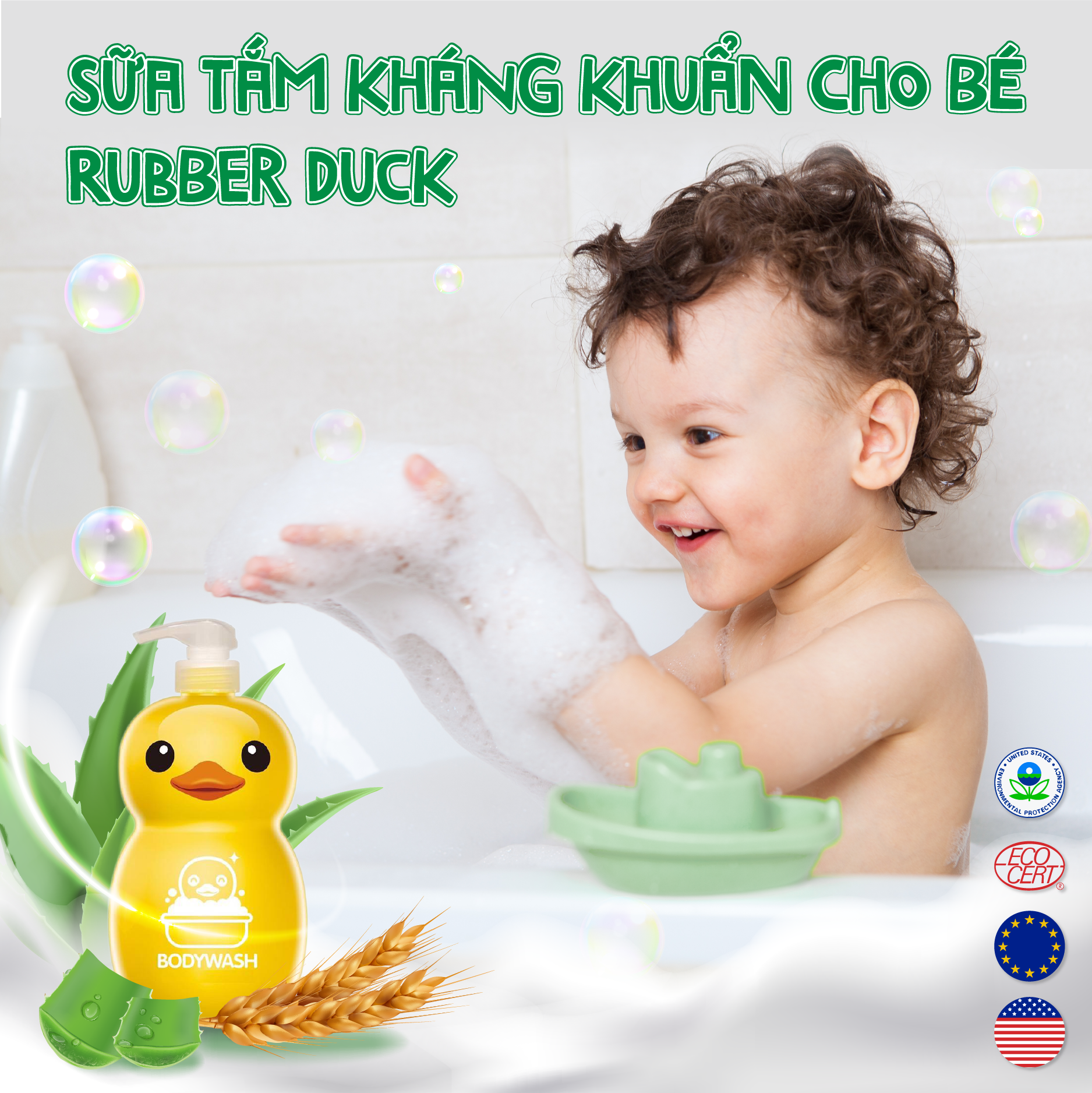 Sữa tắm DƯỠNG ẨM gia đình Rubber Duck 1000ml KHÁNG KHUẨN (DÙNG ĐƯỢC CHO TRẺ SƠ SINH) 1